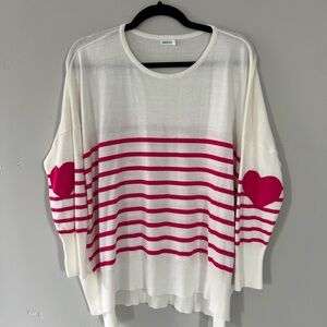 Mersea Striped Heart Sweater – One Size (Fits Most M-XL)